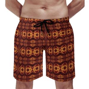 Men's Shorts Board Sun and Fire Cute Swim Trunks Abstract Golden Print Male Comfortable Running Large Size Short Pants