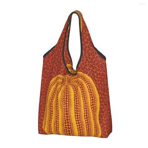 Einkaufstaschen, lustiger Aufdruck, Yayoi Kusama Pumkin, abstrakte Kunst, tragbare Schulter-Shopper-Handtasche