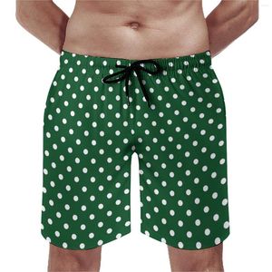 Men's Shorts Green Polka Dot Board Summer Retro Print Vintage Beach Men Sportswear Fast Dry Design Swim Trunks