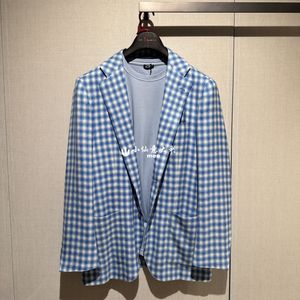 Mens Blazers Spring Kiton Cashmere Plaidジャケットコート