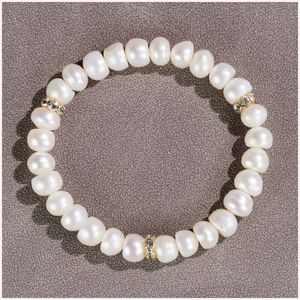 Natural Pearl Stretch Frisado Pulseiras Moda Unissex Pulseiras Clássico Diamante Coração Pulseiras Casal Pulseiras Coloridas Pulseiras Mulheres Jóias Amor Jóias