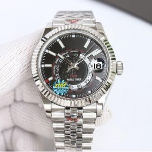 Skydweller Orologi automatici Orologio da uomo per esterni Indici neri Bracciale Syster da 42 mm con anello girevole Comando Corona a vite Cassa centrale monoblocco-02