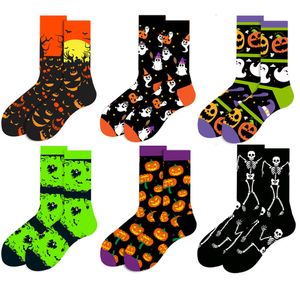 Men s Socks 2023 Fun Print Personality Cartoon Skull Pumpkin Head Bat Mummy Alien Halloween Decoration Cosplay Party 230829