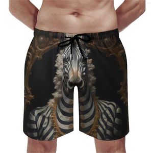 Shorts masculinos zebra board gótico místico bonito havaí praia homens padrão esportes fitness secagem rápida troncos de natação presente