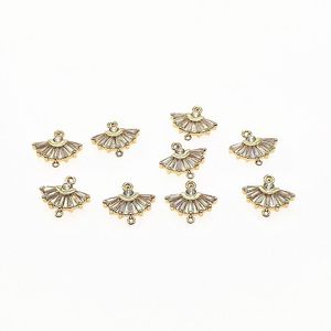 Polish New arrival! 14x15mm 50pcs Copper/Cubic Zirconia sector Connector for Earrings Making/DIY parts,Jewelry Finding & Component