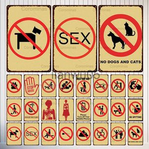 Metal Painting Warning Metal Sign No Sex Stop Abuse No Dogs and Cats Metal Tin Poster Shabby Vintage Plates Plaque Wall Art Man Cave Decoration x0829