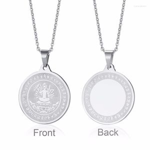 Pendant Necklaces Unique Double Side Wearable Necklace For Women Men Buddhism Scripture Sanskrit Stainless Steel Religious Jewelry