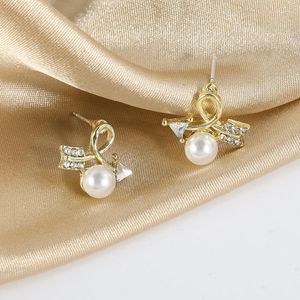 Stud Earrings JNP24 S925 Silver Needle Korea Trendy Super Fairy Personality Arrow Pearl Ins Small Fresh