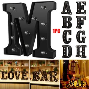 Objetos decorativos estatuetas LED Black Letter Light 26 Inglês Night Light Grande Luminoso Alfabeto Luzes Lâmpada de modelagem de casamento para festa de aniversário Home Bar 230828