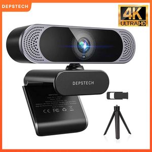 DEPSTECH DW49 4K 8MP HD 웹캠 노이즈 캔딩 마이크/ 프라이버시 커버/ 삼각대 플러그를 만나기 위해 USB 웹 카메라를 재생합니다 HKD230825 HKD230828 HKD230828