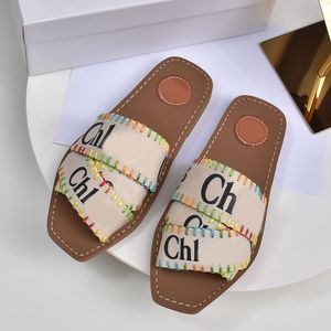 Women Canvas Slippers Designer Sandals Woody Sandal Slipper Luxury Letter Slides Fashion Rubber Shoes Fabric Slide Summer Essential Outdoor Beach Shoes 35-42