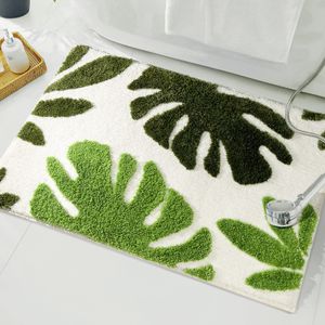 Mattor grönt blad rektangulär tuftad matta badmatta växt kök badrum soffa vardagsrum golv fluffigt kluster tufting 230828