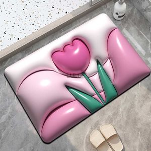 3D-Blumen-Badematten, Türmatte, Erweiterung, INS, weicher Kieselalgen-Schlamm, saugfähiger Teppich, Badezimmer, Toilette, rutschfester Teppich, Küche, Bodenmatte HKD230829