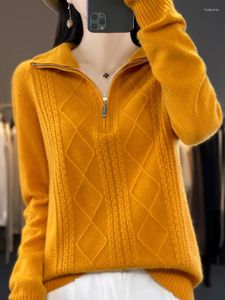 Женские свитера Осень Зимние Женщины Случайное утолщенный мериносовый пулопер-свитер
