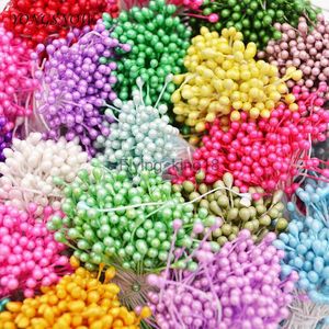 500st 3mm dubbla huvuden Mini Pearl Stamen Artificial Flower Wedding Decoration Diy Scrapbook Wreath Fake Accessory HKD230829