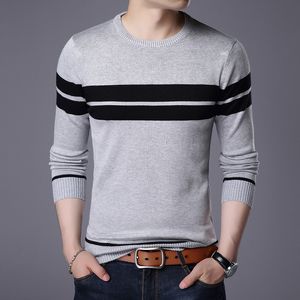 Men's Sweaters Autumn Knitted Sweater T Shirt Comfy O Neck Long Sleeve Pullover Stripe Patchwork Jumper Casual Bottoming for Winter 230828