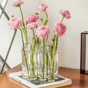 Vasen Nordic Transparente Glasröhre Vase Floral Hydrokultur Blumentopf Blumentopf Wohnkultur Blumenbehälter Schreibtisch 230829