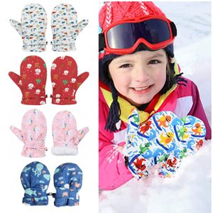 Children s Mittens 1PC Waterproof Windproof Skiing Snow Gloves For Kids Toddler Cartoon Thickened Fleece Warm Winter Baby Girls Boys 2 4Y 230828