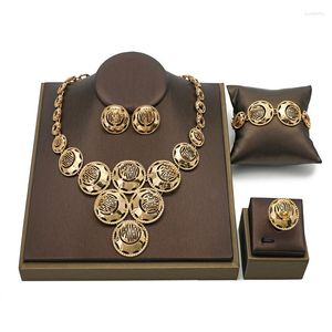 Necklace Earrings Set Moroccan Arabic Designer Custom Jewelry For Women Dubai Gold Plated Wedding Bridal Luxury Jewels