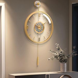 Wall Clocks Pendulum Silent Battery Modern Living Room Minimalist Metal Clock Nordic Gold Orologio Da Parete Home Decor