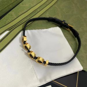 Collana in vera pelle retrò Gioielli da donna firmati g clavicola collane con gemme Catena di corda nera Bracciale con lettere Hip Hop Girocolli con fibbia a coda