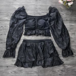 Mulheres Swimwear YinFengTing Mulheres Sólidas Duas Peças Bikini Set Manga Longa Terno Bonito Meninas Maiô Feminino Beachwear 2023