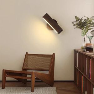 Wall Lamp Led Wooden Adjustable Angle Mounted Bedside Indoor Living Room Aisle Sconce Bedroom Reading Lighting