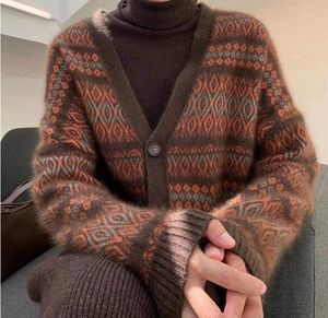 겨울 디자이너 스웨터 느슨한 패션 롱 카디건 편지 인쇄 여성 니트 두껍게 플러스 크기 한국 영어 알파벳 코트