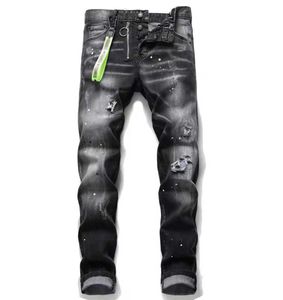 Nowe designerskie dżinsowe spodnie Pneńskie spodnie Hip Hop Dżinsy w trudnej sytuacji Rower Rower Slim Fit Dżins motocyklowy dla mężczyzn