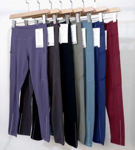 Pantaloni con tasche a vita alta da donna Leggings da yoga Elasticità sportiva Pantaloni da corsa con fascia alla caviglia ad asciugatura rapida