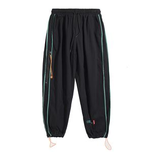 Calças masculinas primavera outono casual zíper corredores animação alta rua perna larga solta hip hop calças streetwear 230828