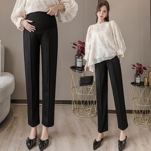 Dress 6057# Spring Autumn Casual Black Maternity Straight Pants Adjustable Elastic Waist Belly Clothes for Pregnant Women Ol Pregnancy