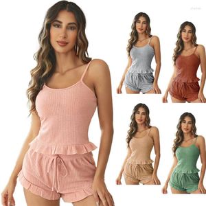 Pijamas femininos verão pijamas para mulheres conjunto sexy camisola shorts pijama 2 peça moda cor sólida bonito pijamas roupas