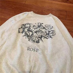 Felpe con cappuccio da uomo Autunno Inverno New SAINT MICHAEL Felpe con cappuccio Moda Rose Letterprint Girocollo Pullover Vintage Loose Do Old Felpe con cappuccio J230829