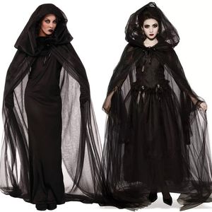 Kentsel Seksi Elbiseler Korku Cosplay Cadı Kadın Korkunç Zombi Cadılar Bayramı Karnaval Kostüm Ürkütücü Hayalet Medieval Kapşonlu Cape Günü L230829