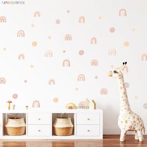 Wall Stickers Cartoon Boho Rainbow Sticker for Baby Room Children Cute Polka Dot Stars Nursery Home Decoration 230829