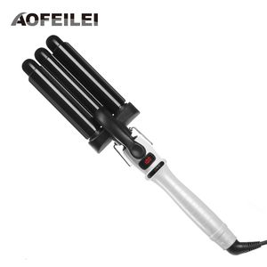 Ferri arricciacapelli Pettine elettrico per capelli Ferro Waver Roller Wand 110220v Perm Barili tripli in ceramica Bigodino profondo Strumenti per lo styling ricci ondulati 230828