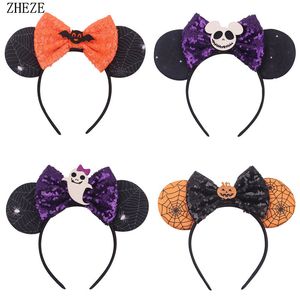 Hair Accessories Spider Halloween Festival Headband 5'' Sequin Bow 3.3'' Mouse Ears Hairband For Girl Woman DIY Boutique Party Hair Accessories 230828