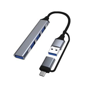 USB 3.0-Hub mit Typ-C-Adapter, USB-Adapter, 4 Anschlüsse, USB-C-Adapter für Ipad Pro, MacBook, iMac, PC, Mobiltelefon