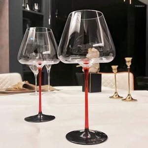 Wine Glasses 1pcs Black Stem Crystal Glass Cup Red Burgundy Goblet Champagne Stemware Hand Blown Tulip Shape Cocktail