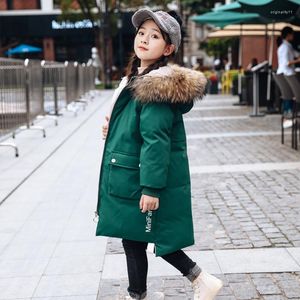Down Coat 2023 Barnjacka Korean förtjockade Foreign Girl Medium Long Girls Winter Winter