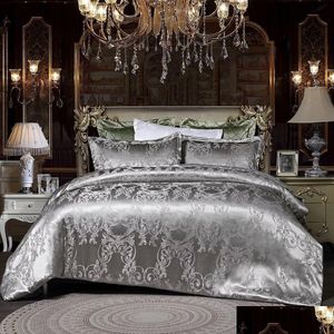 Set di biancheria da letto Designer di lusso Sation Sier Queen Trapunte da letto Er Ricamo Europa Elegante King Size Drop Delivery Home Garden Textile Dhxkp