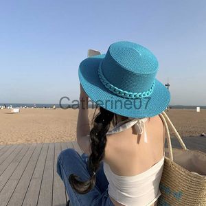 Stingy Brim Hats Summer Women Hat Ny justerbar Flat Top Men's and Women's Straw Hat Fedora Sun Hat Beach Hat Jazz Fluorescen Yellow Jazz J230829