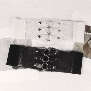 Belts Sexy Transparent Lace Elastic Waistband Female Wide Circle Buckle Decoration Versatile With Dresses Design