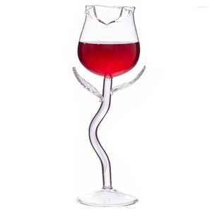 Wine Glasses Portable Red Glass Nice-looking Transparent Cup Goblet Convenient Rose Shape Delicate For Home