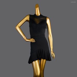 Stage Wear 2023 Costume da ballo latino per donna Top e gonna con nappa Gilet senza maniche con frange sexy Lady Ballroom Dress Abbigliamento per ragazze Dancewear