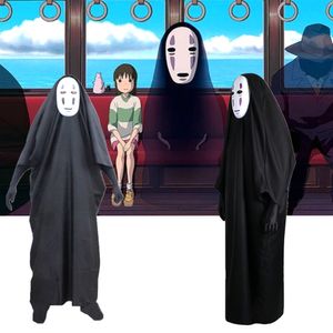 Costume a tema No Face Man Spirited Away Costume Cosplay Maschera Guanti Anime Miyazaki Hayao Mantello senza volto Cappotto Bambini Carnevale Purim Costume per adulti 230829