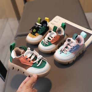 Barnskor Autumn New Children Sports Shoes Lace-Up Casual Shoes For Boys and Girls Korean Version Color Matching Fashion Baby Toddler Shoes Storlek 21-30