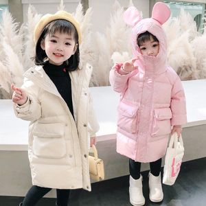 Down Coat Winter Fashion Children's Padded Jacket Mid-Längd One-Piece Leverans Stora Pocket Girls Wholesale