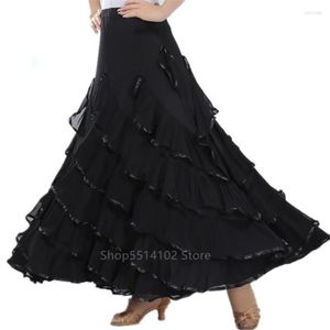 Stage Wear Spanish Flamenco Skirt For Women Modern Lace Solid Long Dress Ballroom Gypsy Dancing Costume Big Swing Tango Vestido